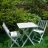 **Salon de jardin en bois tropical blanc, table + 2 chaises – set pliable - En promotion jusqu au 30 septembre, remise de 50%