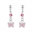 Boucles d'oreille argent pendant papillon et zirconia rose