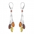 Boucles d'oreille pendant pampille ambre véritable multicolore