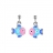 Boucles d'oreille tige argent rhodié enfant poisson rose et bleu