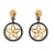 Boucles d'oreilles plaqué or cadre rond noir et motif<a title='composition florale pour la saint-valentin' href='http://www.familyby.com/boutiques/detailCategorie/4211' style='text-decoration:none; color:#333'><strong> fleur</strong></a> ferm