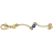 Bracelet fantaisie pierres bleues ciel 19cm plaqué or