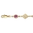 Bracelet plaqué or fantaisie motifs et pierres roses 17+2cm