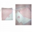 Cape de bain brodée + gant blanc/rose