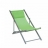 Chaise de plage pliante verte, aluminium et toile avec repose-tete. Multi-positions