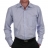 Chemise Blanche col italien à petits carreaux bleus