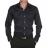Chemise Bleue Marine col italien opposition à motifs écossais