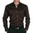 Chemise Chocolat col italien opposition beige