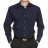 Chemise cintrée bleue marine, opposition à petits carreaux bleus et blancs, livrée dans son coffret