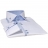 Chemise cintrée col à 2 boutons blanc et ciel