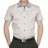 Chemise cintrée manches courtes grise opposition turquoise