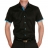 Chemise cintrée manches courtes noire à opposition bleu turquoise