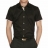 Chemise cintrée manches courtes noire opposition à carreaux multicolores