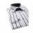 Chemise cintrée rayée bleu et gris en popeline col italien Ferrucci