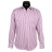 Chemise col italien à rayures mauves et blanches avec liserés