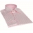 Chemise col italien cintrée à rayures roses et blanches en popeline