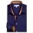 Chemise coupe droite double retors bleu marine revers tons oranges