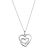 Collier argent rhodie pendentif double coeurs pierres blanches