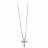 Collier argent rhodié pendentif petite croix pierres blanches 42