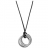 Collier cordon noir pendentif 3 anneaux entrelaces