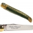 Couteau Laguiole manche en bois de Stamina vert avec personnalisation sur lame