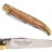Couteau Laguiole manche en bois d'Olivier avec personnalisation sur lame