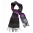 Echarpe à franges : rayée mauve, gris et noir