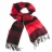 Echarpe à franges : rayée rouge, noir et mauve