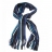 Écharpe à franges, rayures bleues, grises, blanches et noires