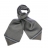 Foulard Ascot à nouer en soie taupe gris à motifs carrés bleus ciel