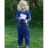 Pantalon fille velours côtelé à revers Marine 3-4 ans 104 cm