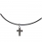 PENDENTIF CROIX ALLONGEE ARGENT - Sur Cordon en Cuir