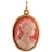 Pendentif plaqué or ovale grand modele Camée rose