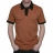 Polo manches courtes orange à fines rayures noires
