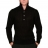 Pull Col boutonné Noir en laine merinos
