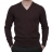 Pull Col V en Coton Chocolat