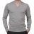 Pull Col V en Coton Gris