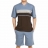 Pyjama court Athena Coton Bio col V bleu