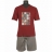 Pyjama court Athena Style, Col V, Bordeaux et gris effet 'jean'