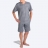 Pyjama court col rond gris Interlock mercerisé