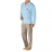 Pyjama long Athena : veste bleue ciel et pantalon beige en coton bio