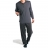 Pyjama long classique col tunisien anthracite