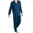 Pyjama long col chemise marine