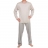 Pyjama long col rond Gris en coton mercerisé