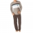 Pyjama long col V coton bio anthracite et marron