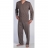 Pyjama long col V en jersey coton mercerisé Ecorce