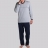 Pyjama long col V gris