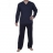 Pyjama long col V marine à motifs carrés