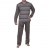 Pyjama long col V taupe à rayures