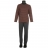Pyjama long Interlock rayé anthracite et orange